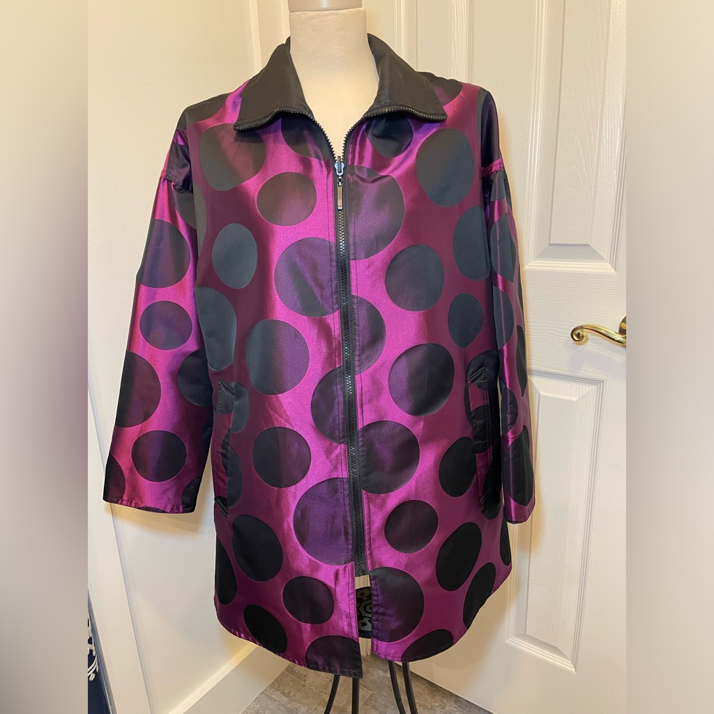 Mycra Pac Now Oversized Jacket Women Reversible Dot Pocket Travel Rain 0p Euc .
